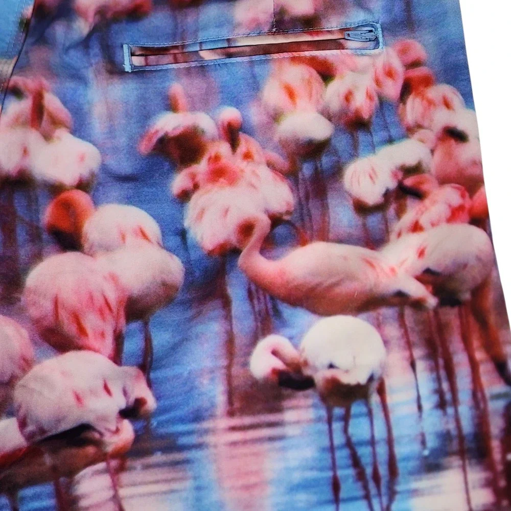 Old Navy Board Short sz 36 L Flamingo Photo Print Surfer Skater Stretch 10